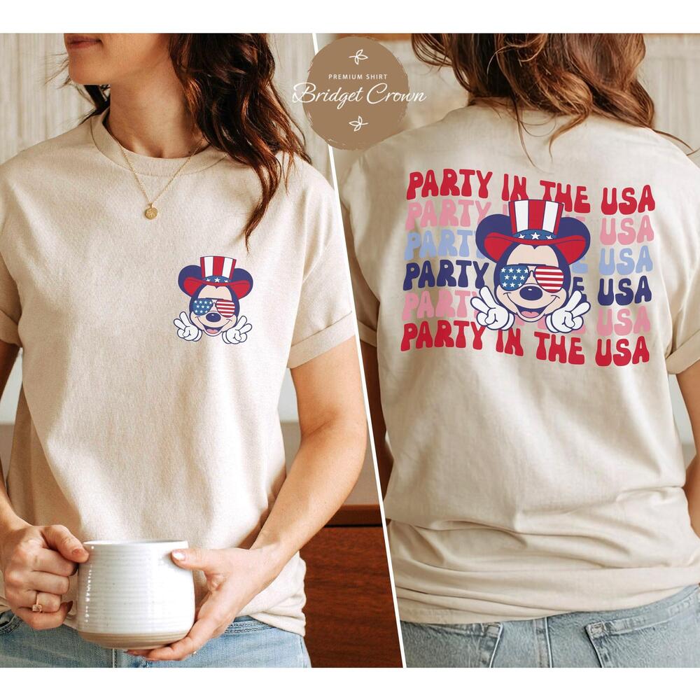 Disney Mickey American Patriotic Family Shirt 1 2 Sided